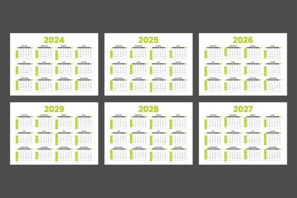 Download Set of Calendar 2024 2025 2026 2027 2028 - 2026 Collection