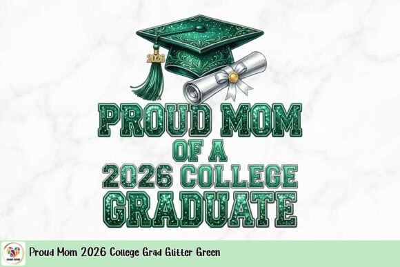 Download Proud Mom 2026 College Grad Glitter Green - 2026 Collection