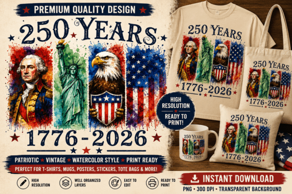 Download 250 Years of Freedom 1776–2026 PNG SVG - 2026 Collection